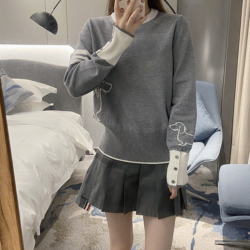 Thom Browne Women's Dog Pattern Pullover Sweater