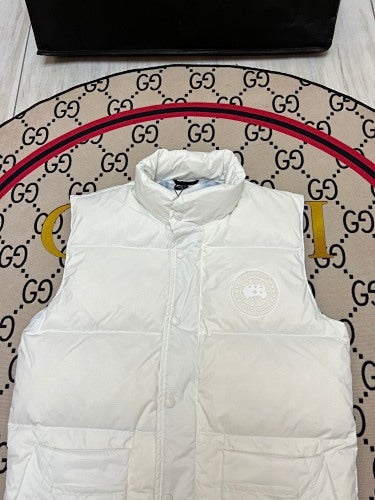 Canada Goose Puffer Vest in White with Stand Collar