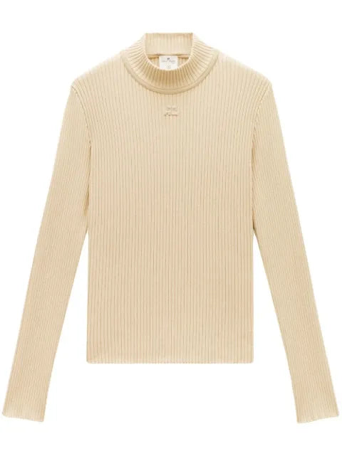 Courrèges rib-knit mock-neck jumper