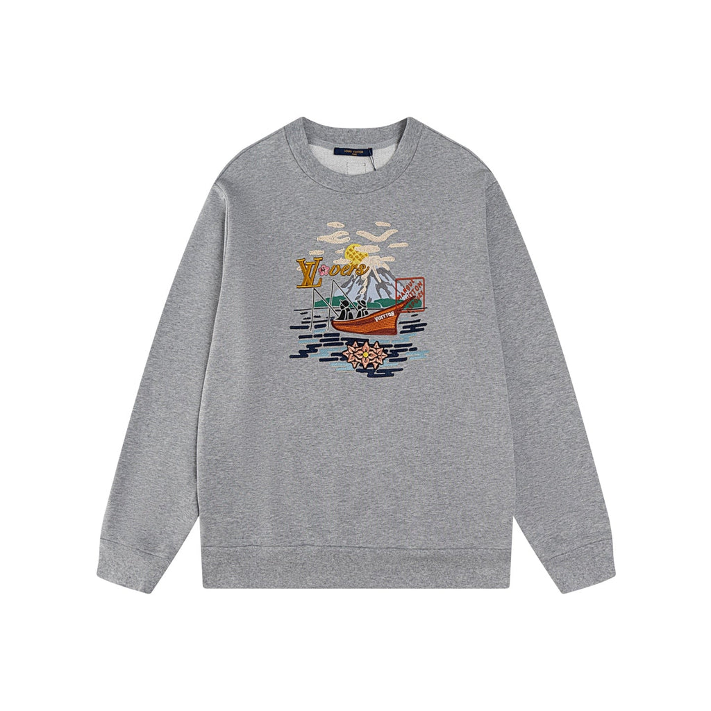 Fishing Embroidered Collab Crewneck Sweatshirt