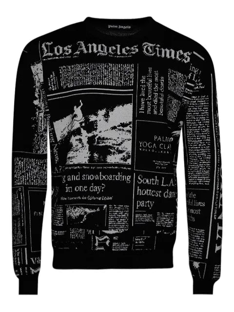 Palm Angels newspaper-print crew-neck sweater