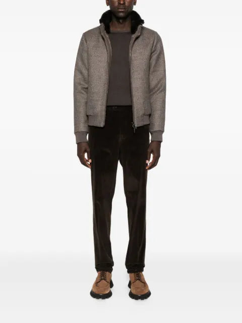 Moorer fur-collar zip-up jacket