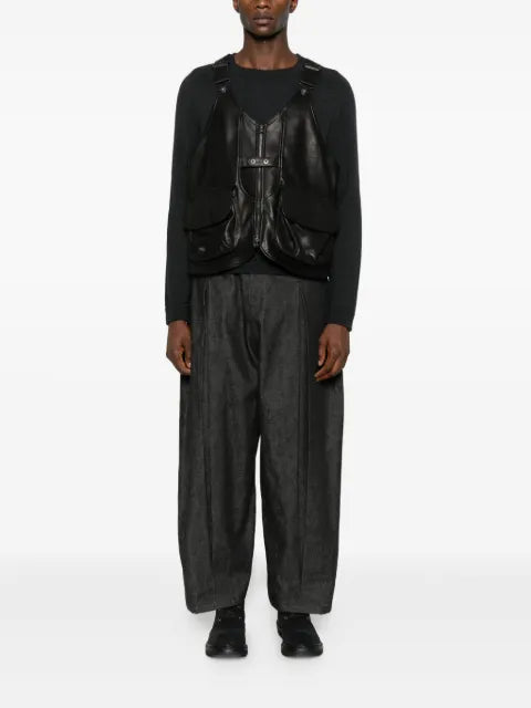 Yohji Yamamoto pocketed leather waistcoat
