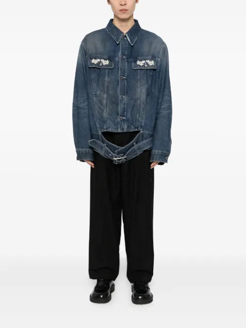 Simone Rocha crystal-embellished denim jacket