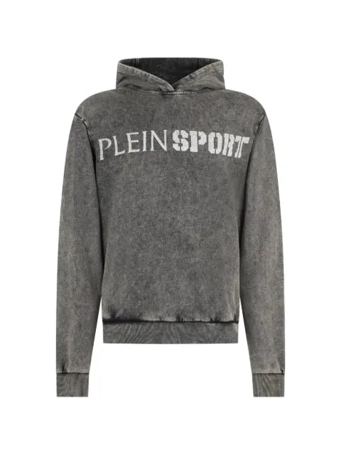 Plein Sport washed-effect crackle-print hoodie
