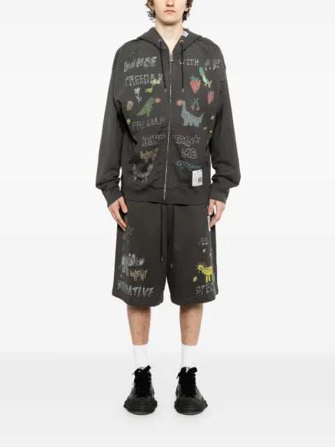 Maison MIHARA YASUHIRO kids doodle printed zip-up hoodie