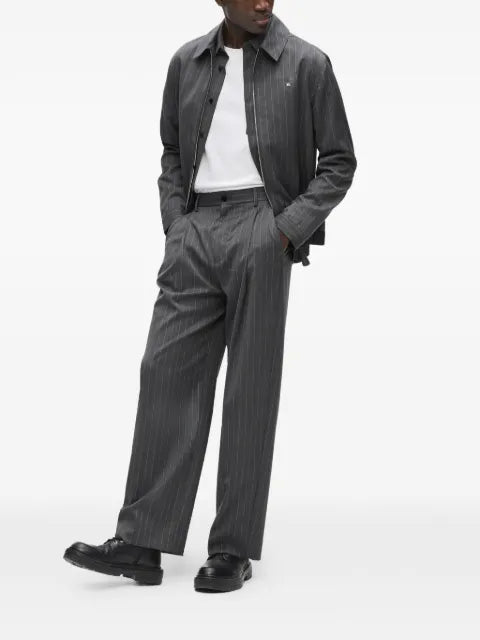 Karl Lagerfeld logo-plaque pinstripe overshirt
