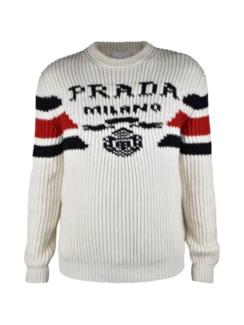 Prada logo striped cashmere sweater