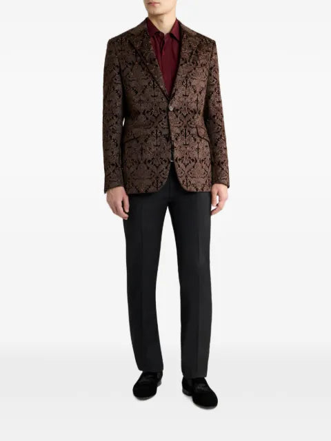 ETRO single-breasted cotton jacket with crystals and damask motif