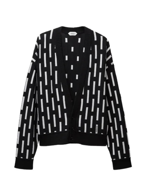 Versace embroidered-logo wool knit cardigan