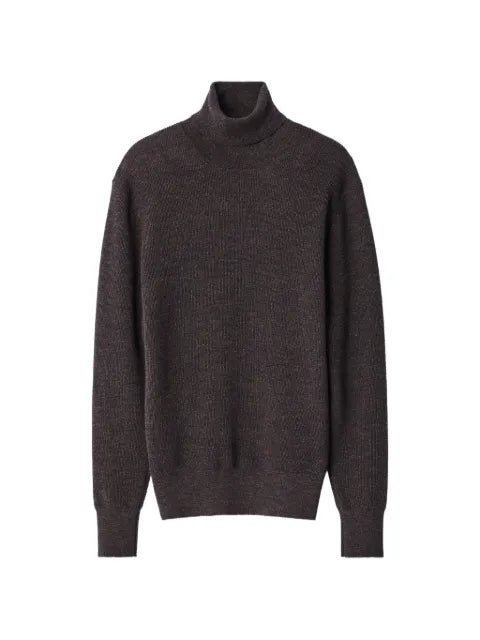 LEMAIRE stand-collar sweater in fine mouliné merino wool