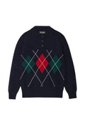 Baracuta argyle-intarsia polo-collar sweater