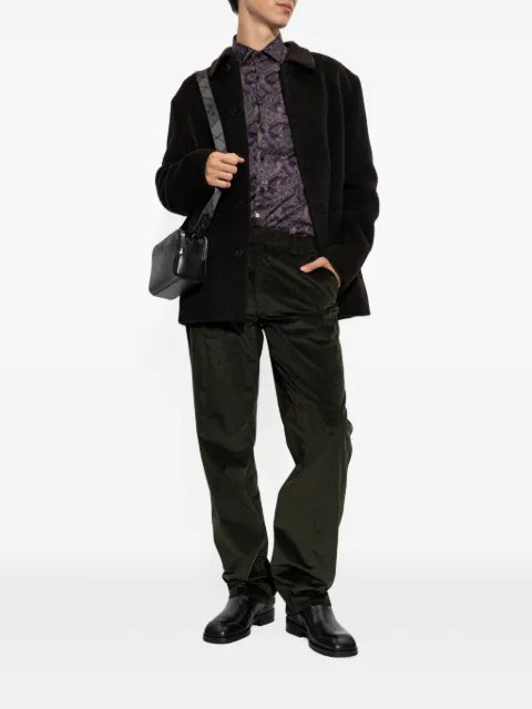 ETRO wool and alpaca wool pea coat with check motif