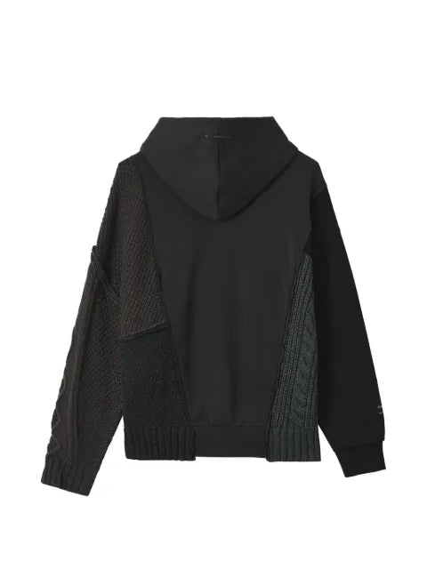 FIVE CM patchwork cable-knit hoodie