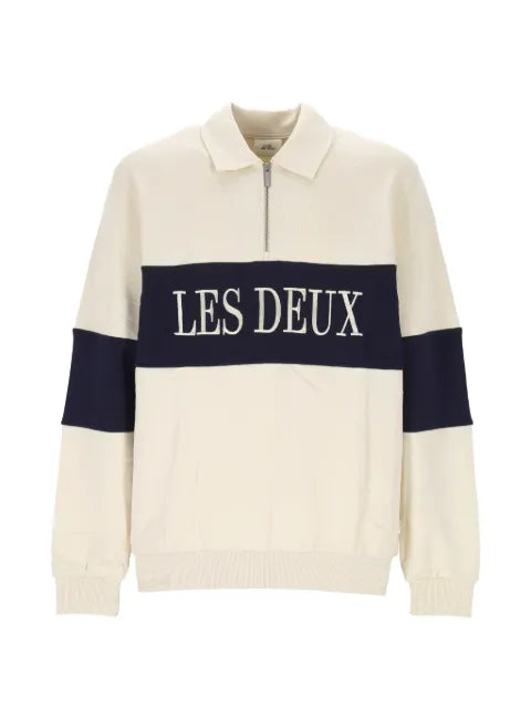 Les Deux logo-embroidered zip-neck sweatshirt