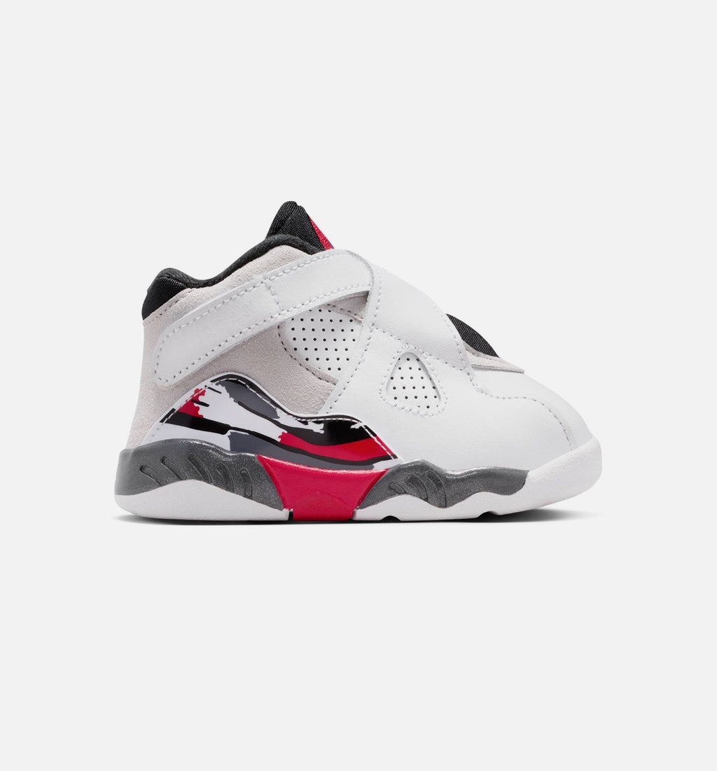 Air Jordan 8 Retro White and True Red Infant Sneakers - White/Black/True Red