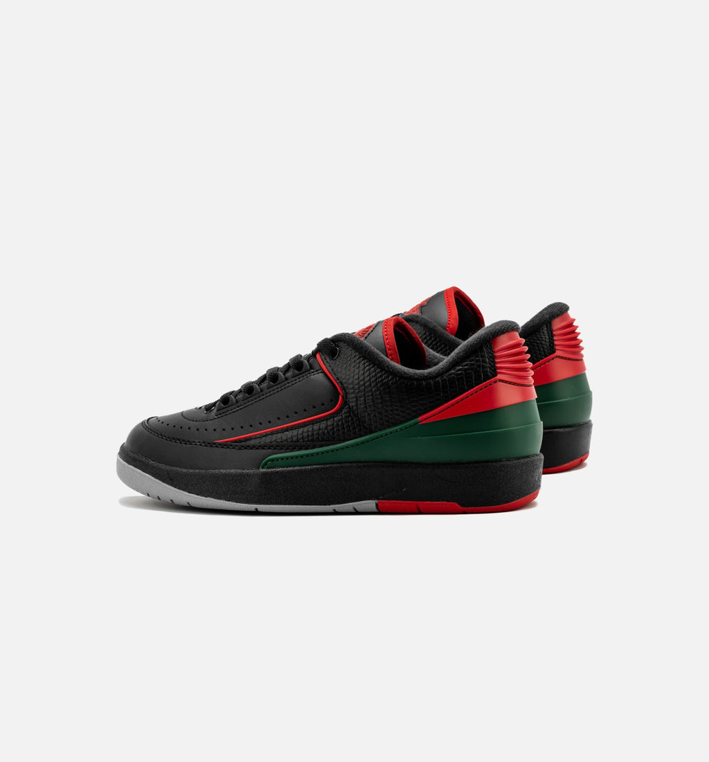 Air Jordan 2 Retro Low Christmas Youth Sneakers - Black/Fire Red/Cement Grey