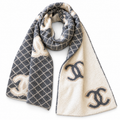 Chanel Style Fuzzy Reversible Diamond Logo Scarf
