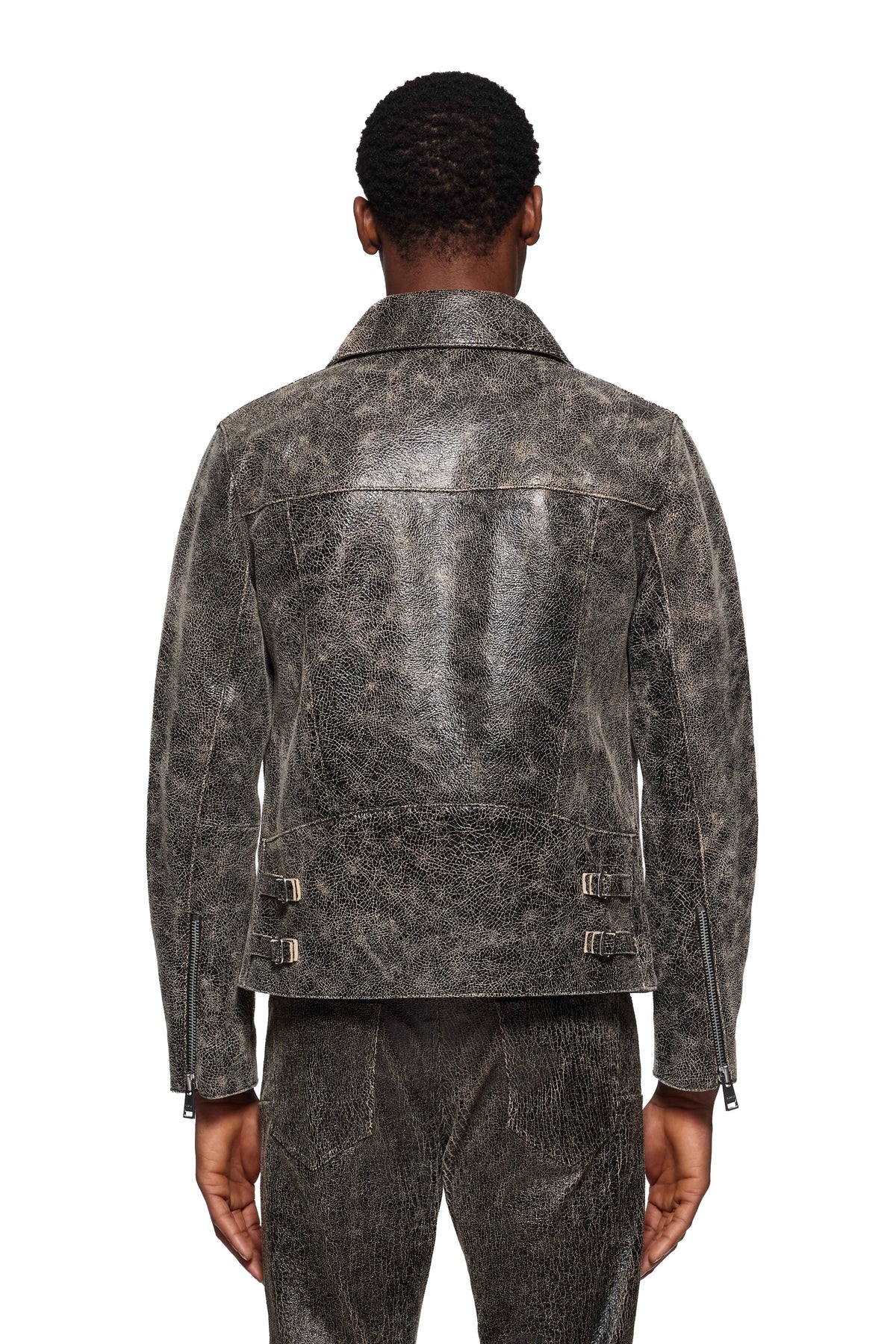 Wordmark Leather Zip Up Jacket
