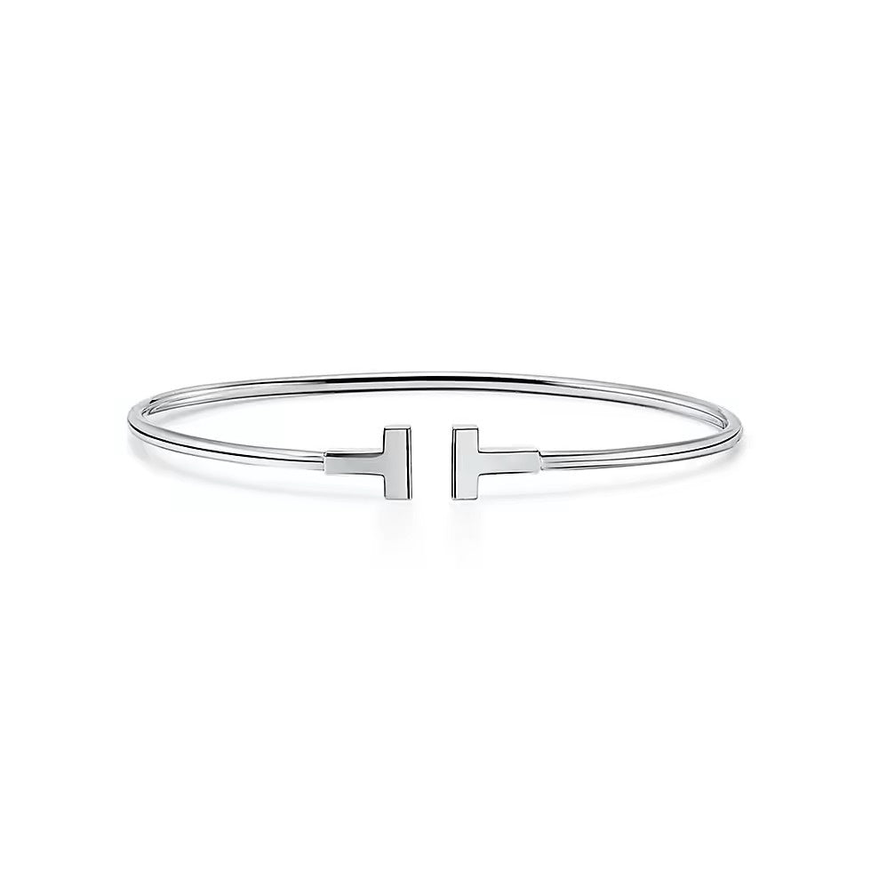 Tiffany Style T Motif Cubic Zirconia Bangle