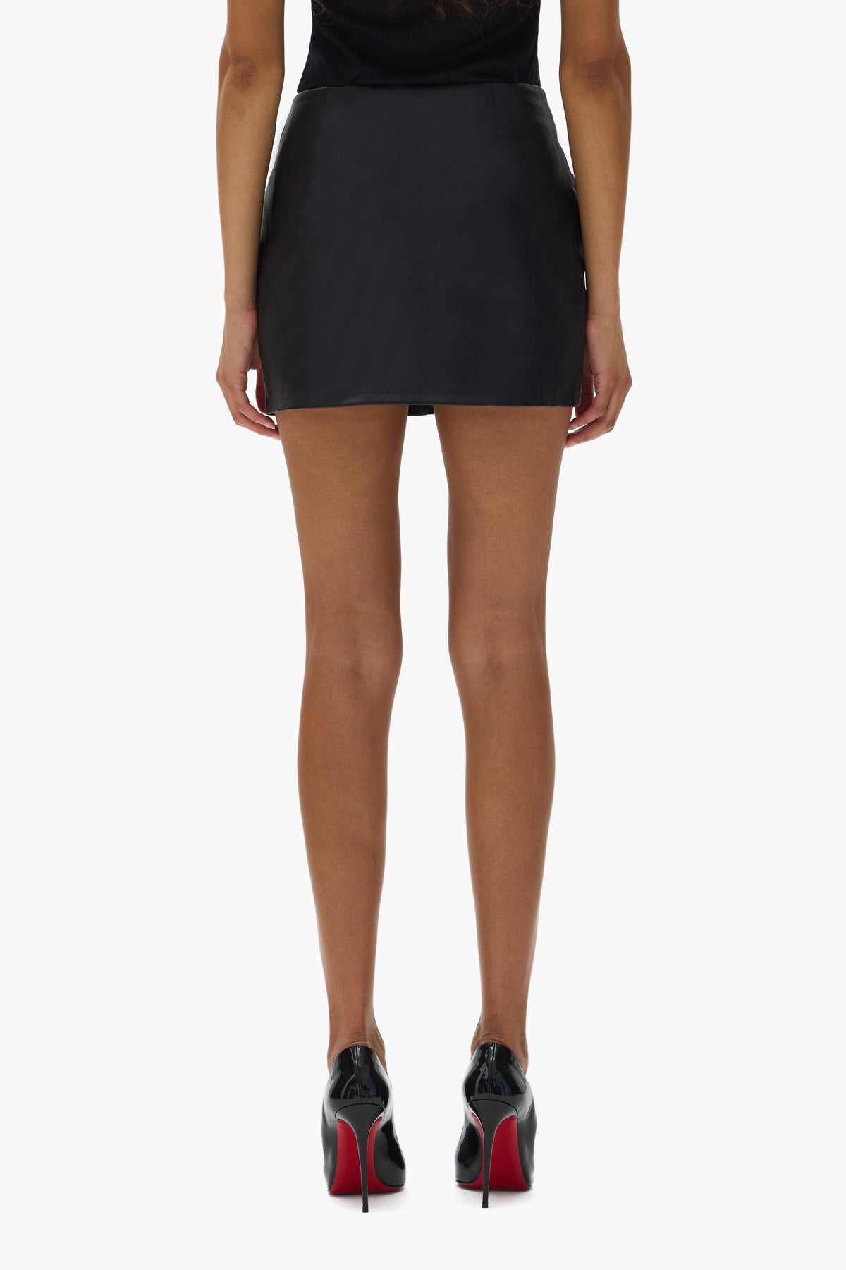 Leather V Zip Skirt