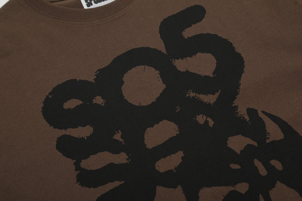 Sp5der Brown Graphic T-Shirt