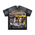 MAJESTIK Rhinestone Distressed Graphic T-Shirt