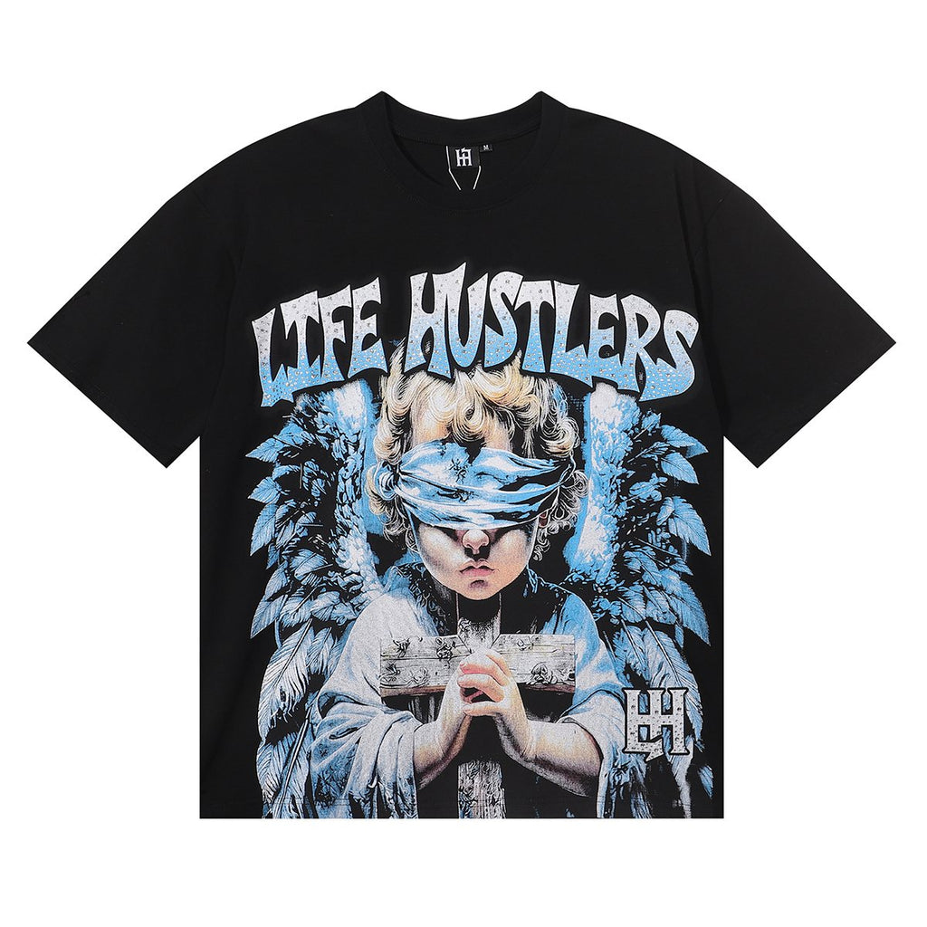 Life Hustlere Pary Praying Angel Graphic T-Shirt