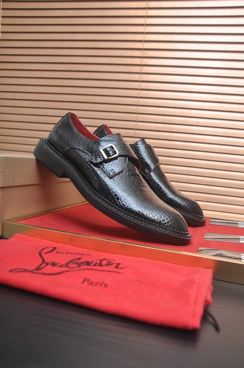 Christian Louboutin Black Buckle Loafers