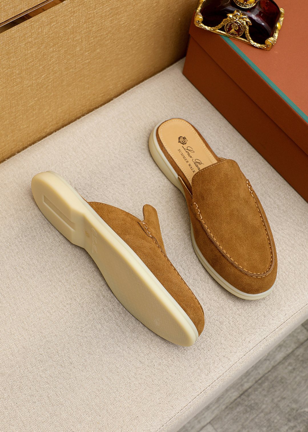 Loro Piana Suede Backless Loafers