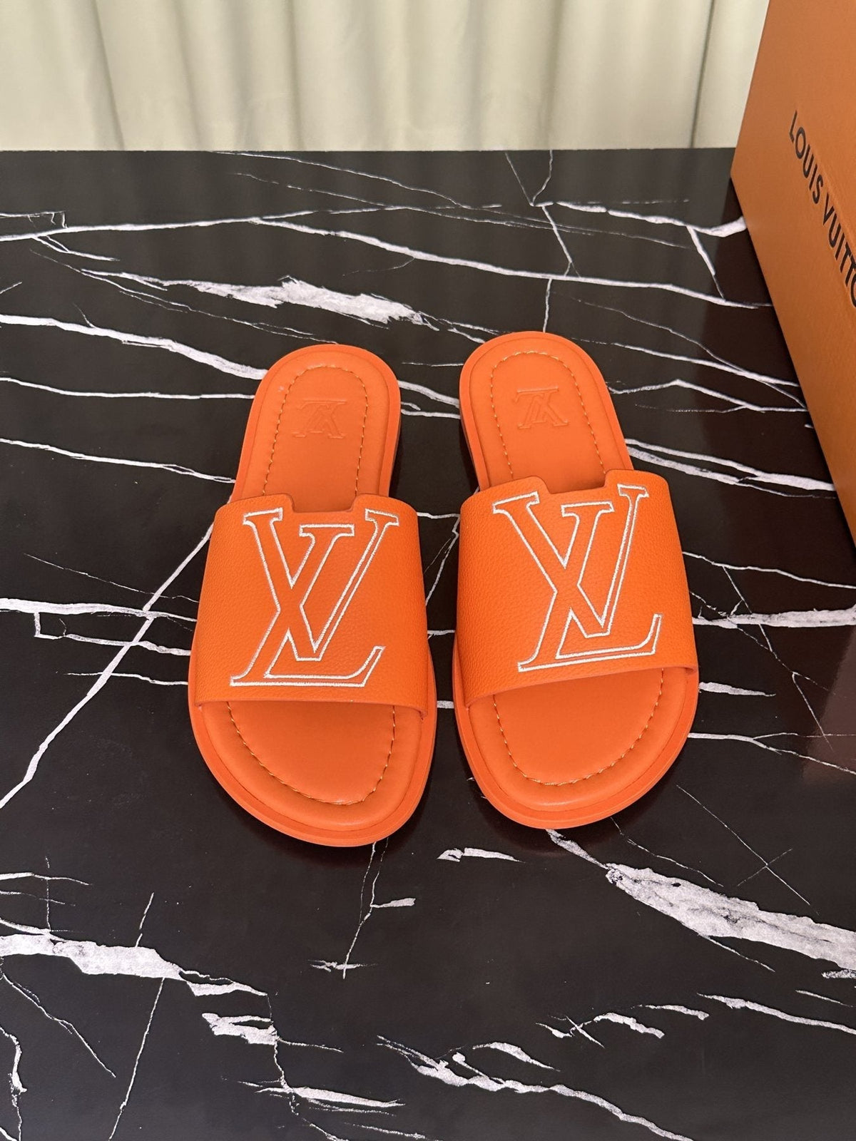 Louis Vuitton Men's Lettered Strap Slide Sandals