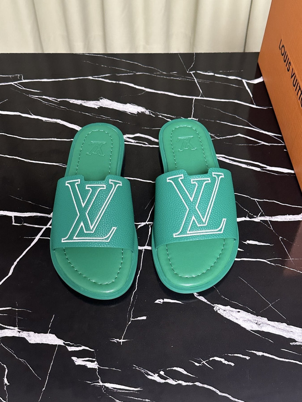 Louis Vuitton Men's Lettered Strap Slide Sandals