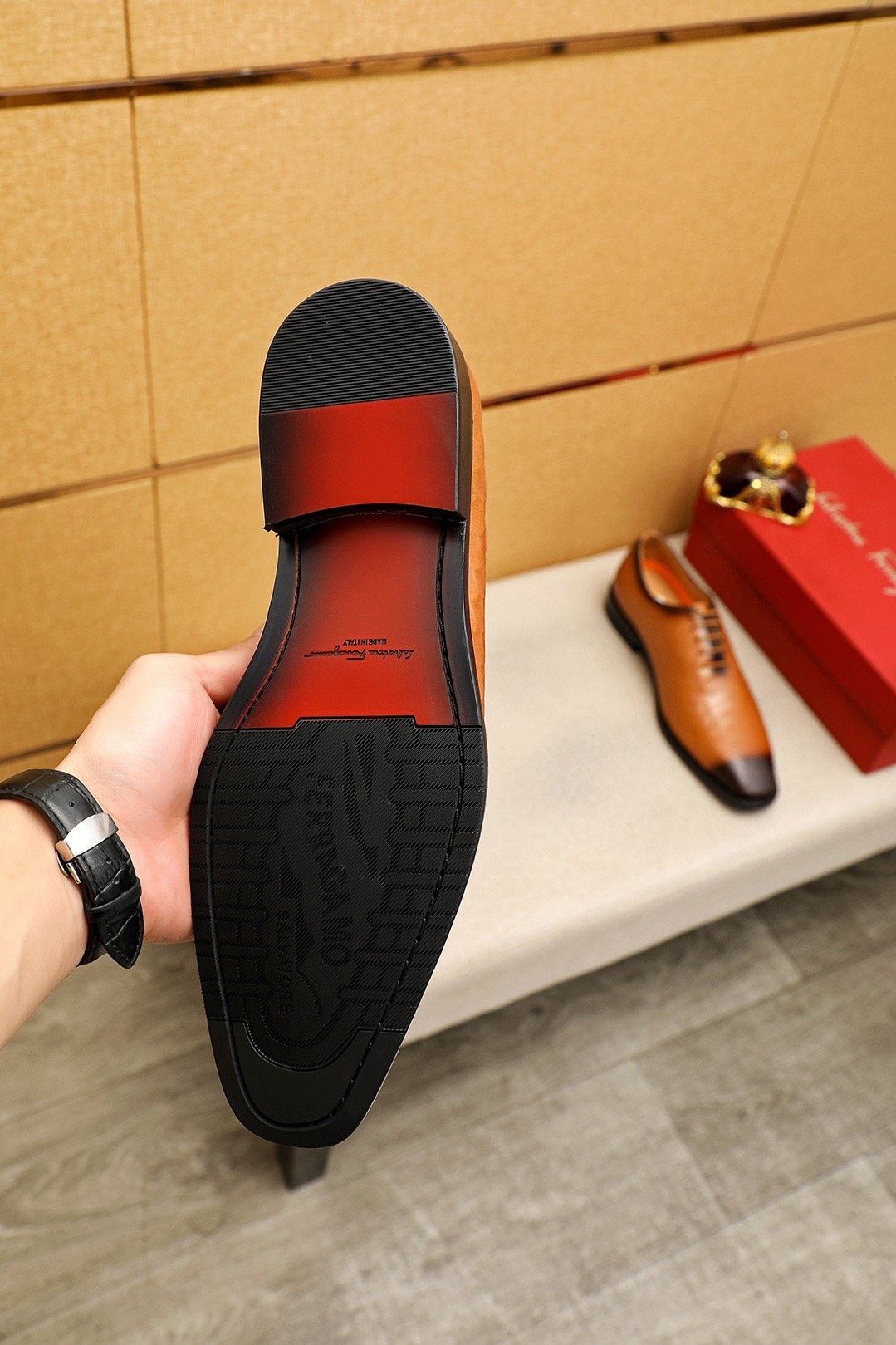 Ferragamo Embossed Lace-Up Dress Shoes
