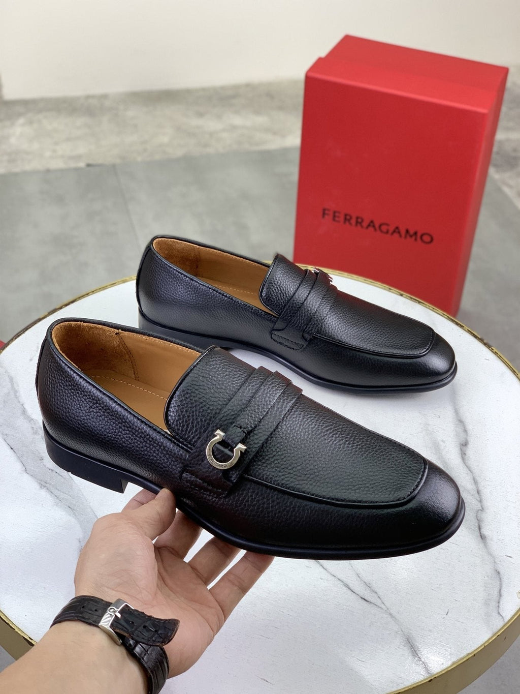 Ferragamo Men's Metal Bit Loafers - Low-Profile Heel