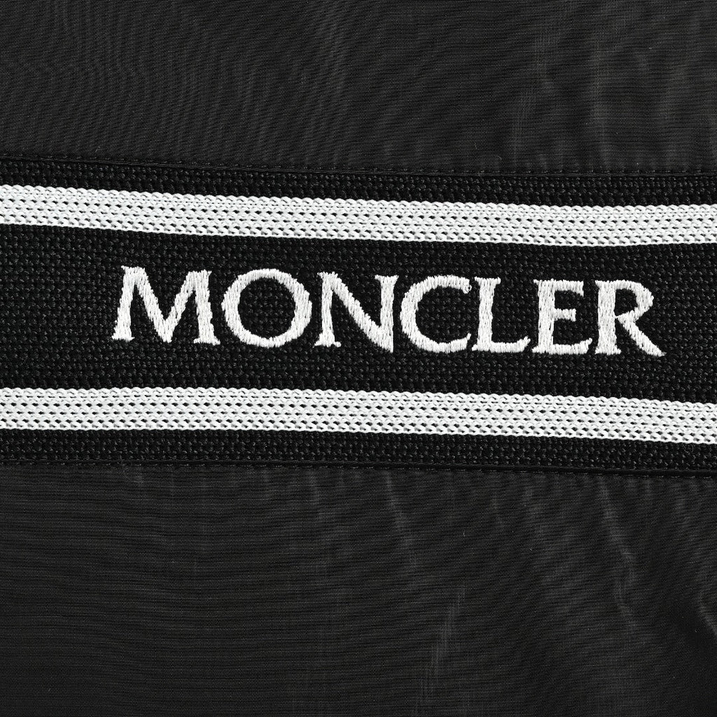 Moncler Chest Logo Embroidered Letter Tape Hooded Zip-Up Jacket — Navy